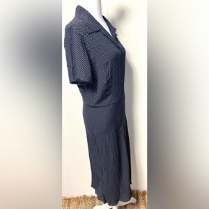 Vintage EDDIE BAUER Navy Polka Dots 
Shirt Dress Cottagecore 
Size Large